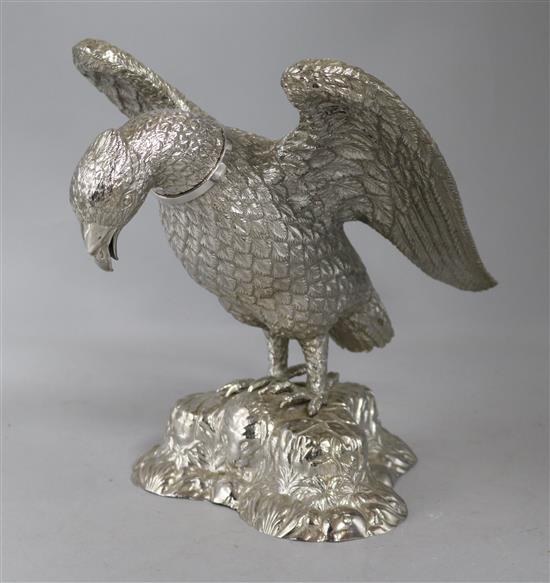 A metal model eagle vessel and cover, 24.5cm